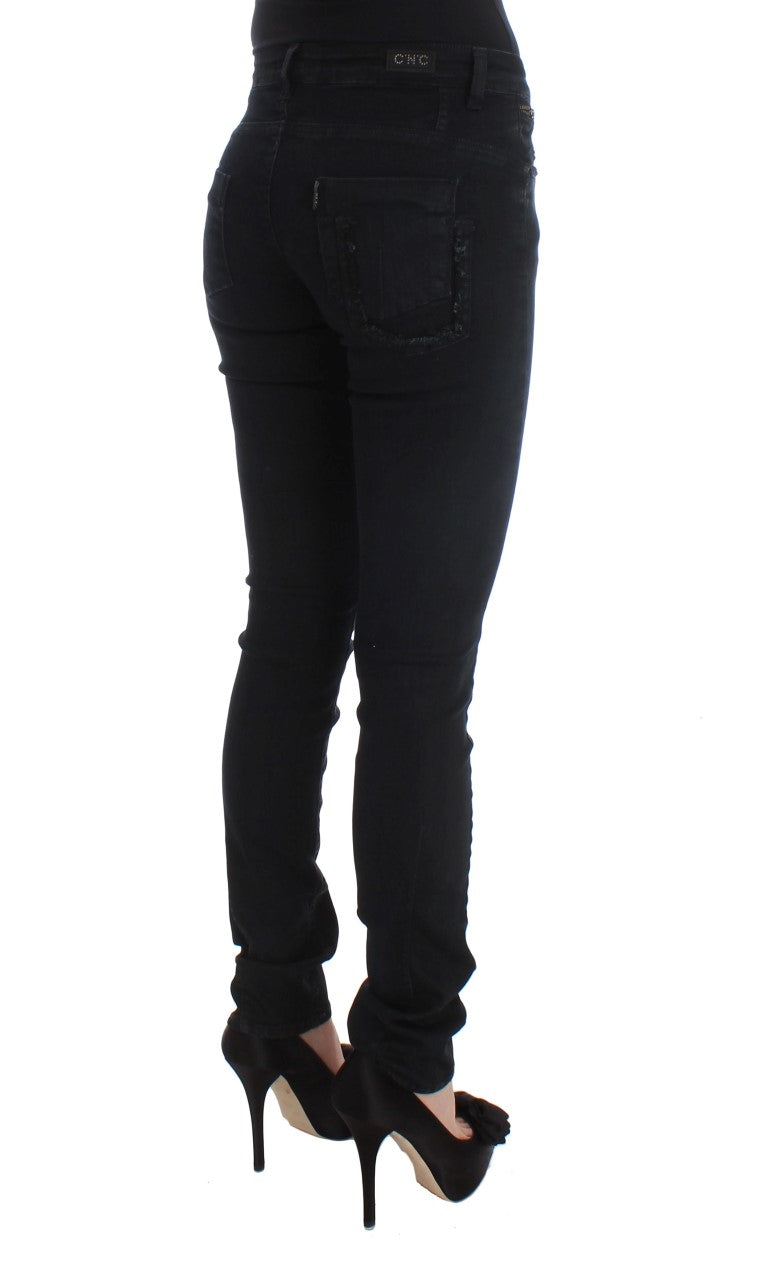 Sleek Slim Fit Designer Jeans σε Κλασικό Μαύρο