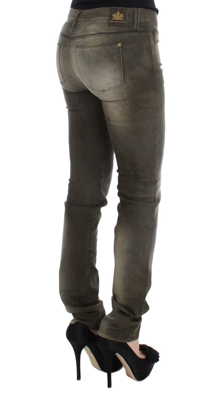 Chic Grey Slim Fit Italian Denim