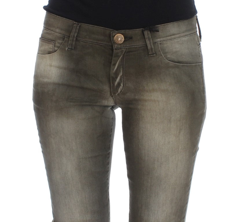 Chic Grey Slim Fit Italian Denim