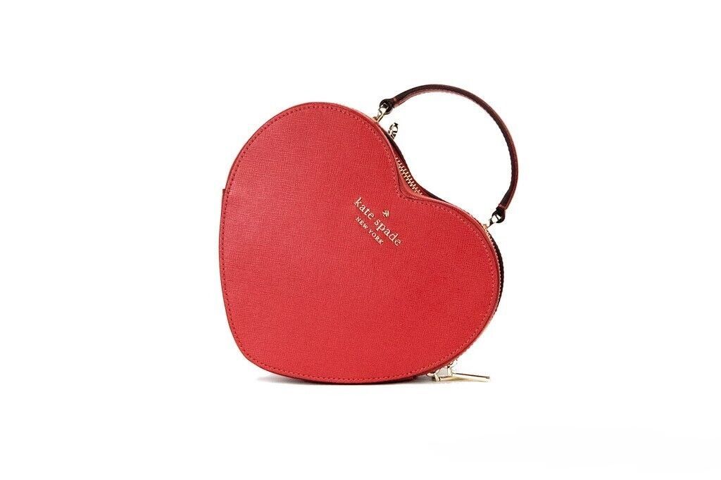 Love Shack Candied Cherry Saffiano Top Handle Heart Crossbody Hand bag Red