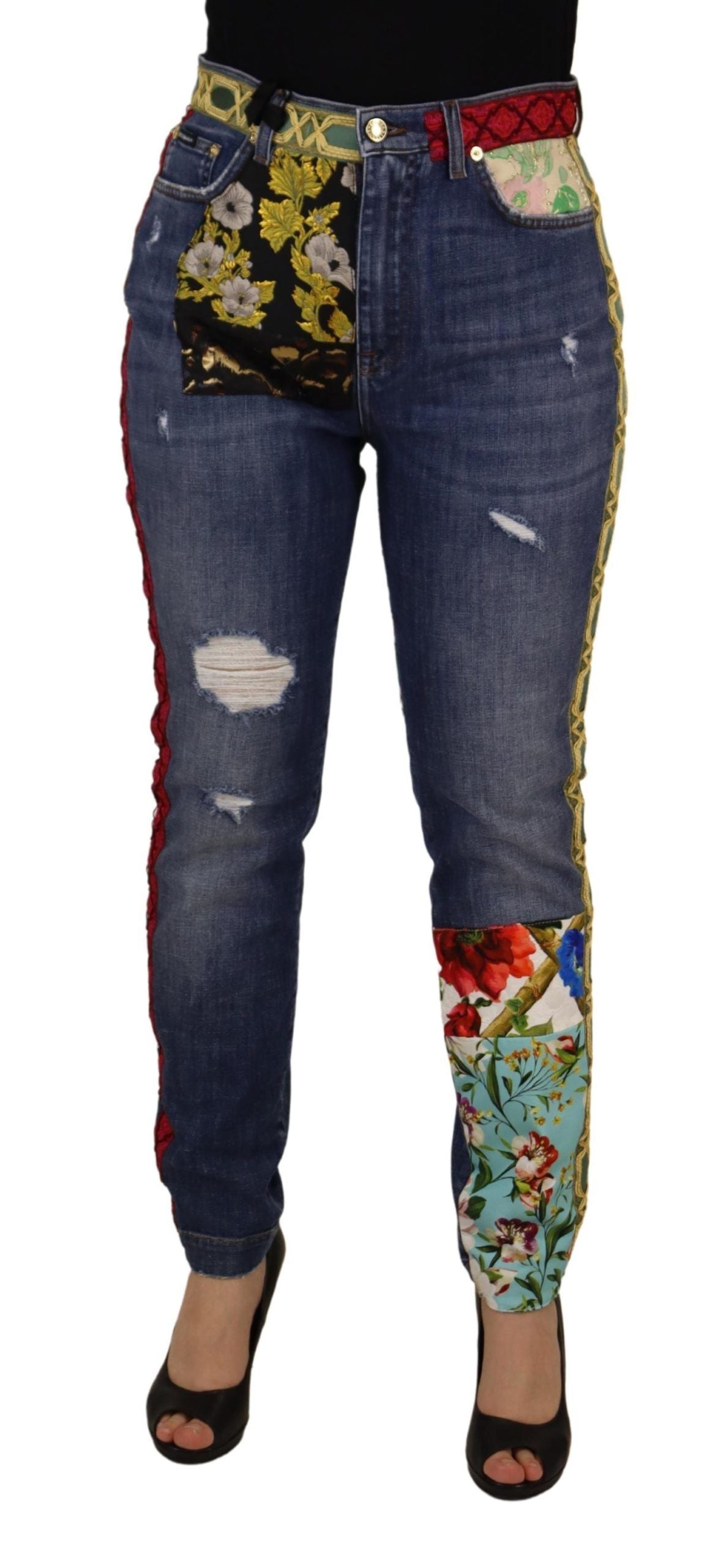 Ψηλόμεσο Patchwork Skinny Denim