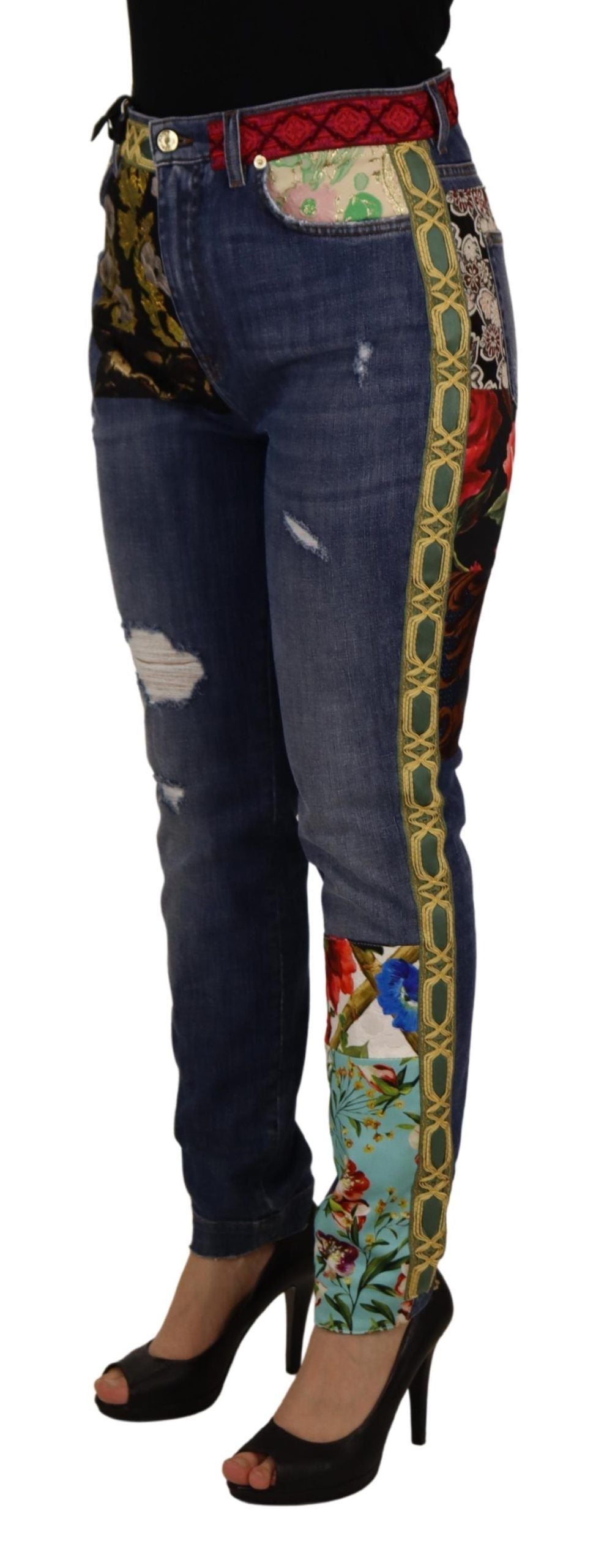 Ψηλόμεσο Patchwork Skinny Denim