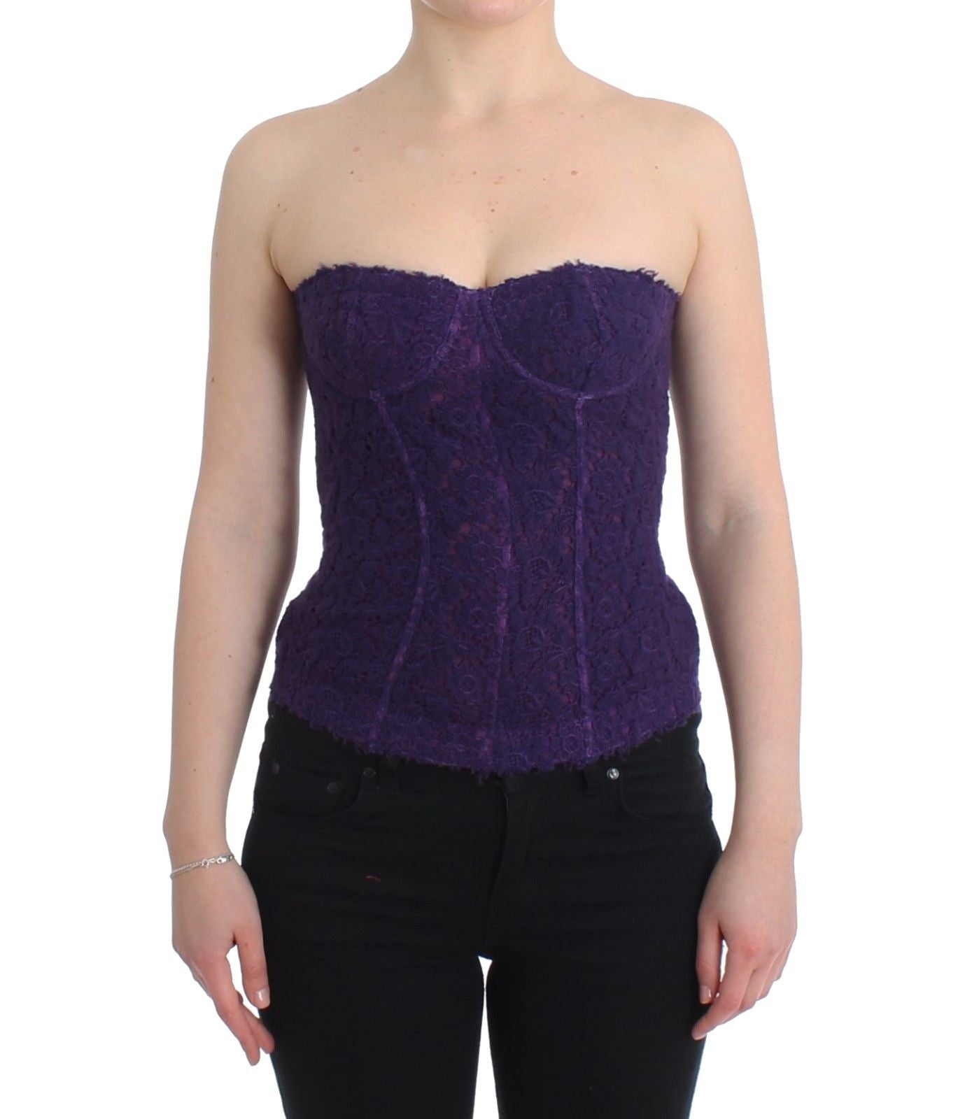 Κορσές Bustier Μωβ Lace Silk Blend