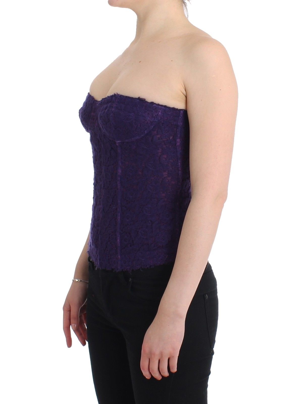 Κορσές Bustier Μωβ Lace Silk Blend