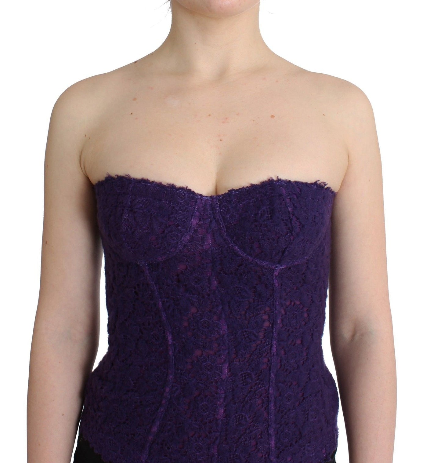 Κορσές Bustier Μωβ Lace Silk Blend