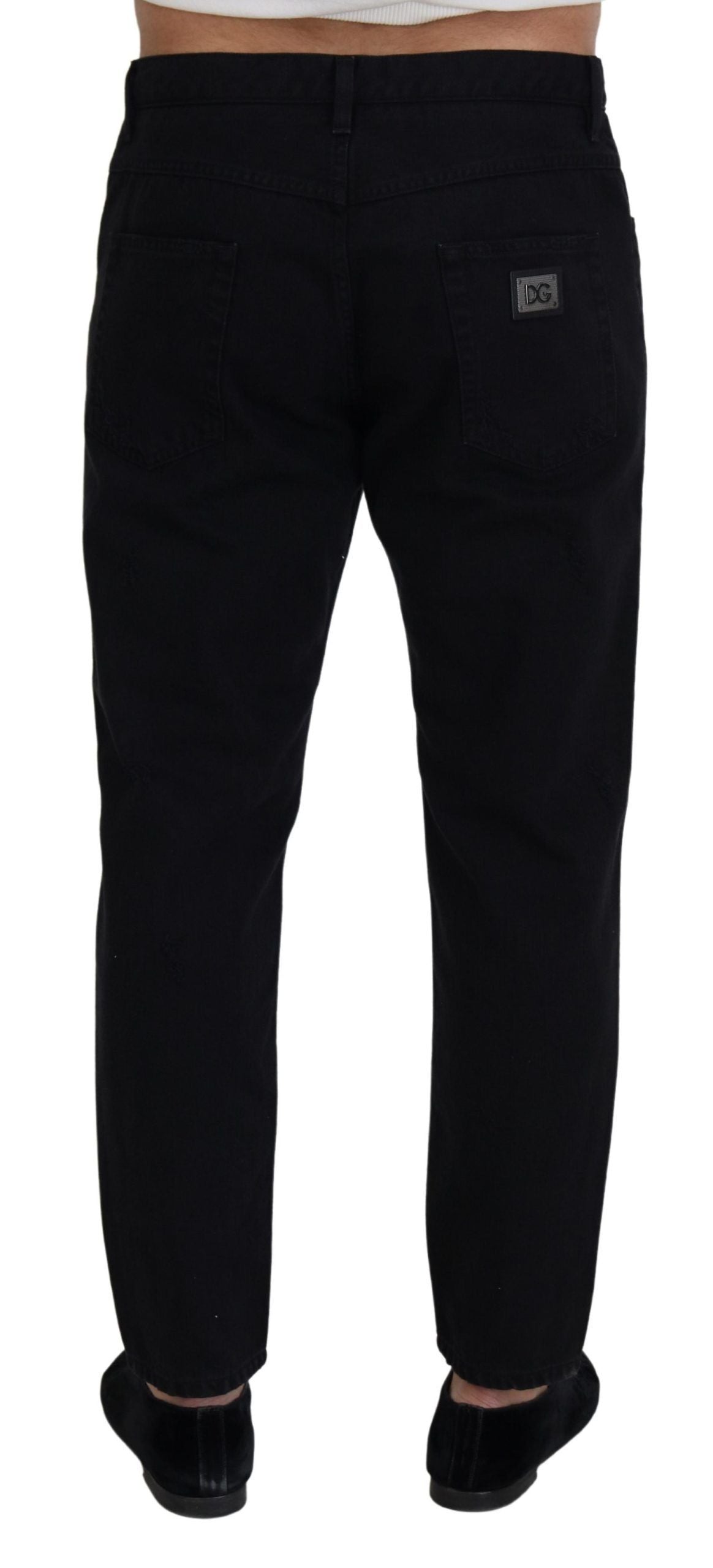 Elegant Black Loose Fit Italian Jeans