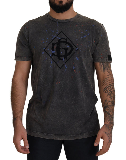 Elevated Grey Cotton Tee with Discolored DG Logo