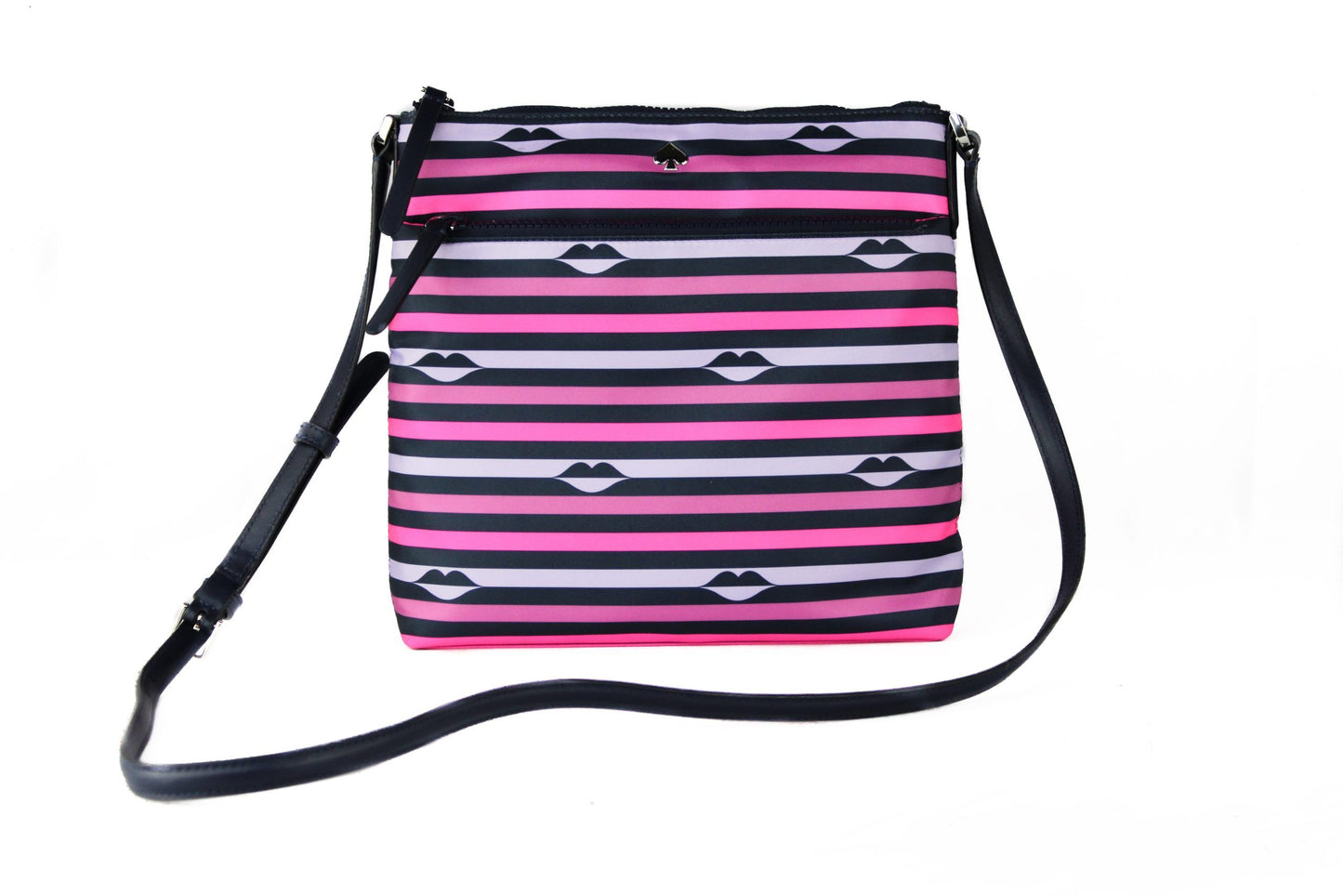 Jae Nylon Leather Flat Pink Striped Multi Crossbody HandBag Purse