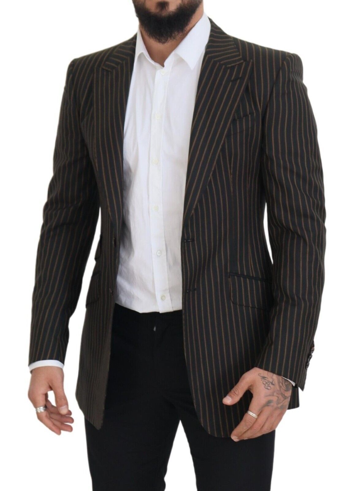 Κομψό ριγέ μαλλί Blend Slim Blazer