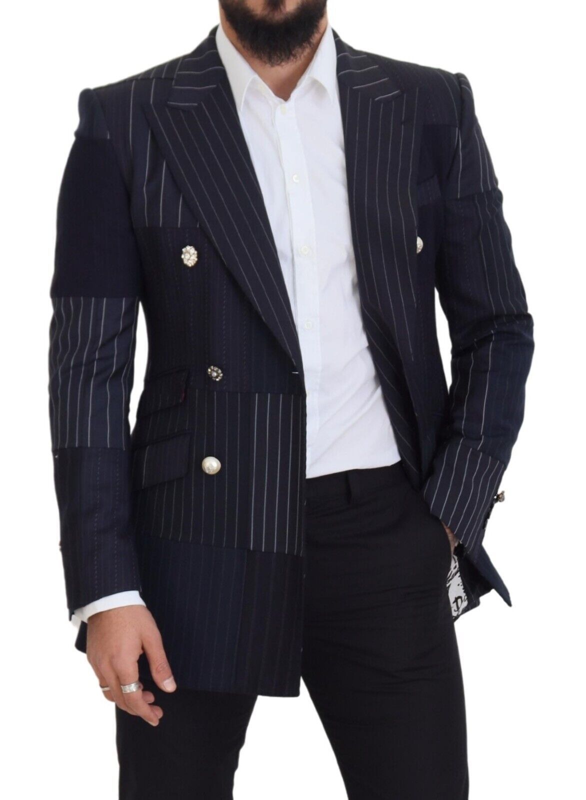 Μπλε μπλέ με διπλό στήθος Slim Fit Blazer