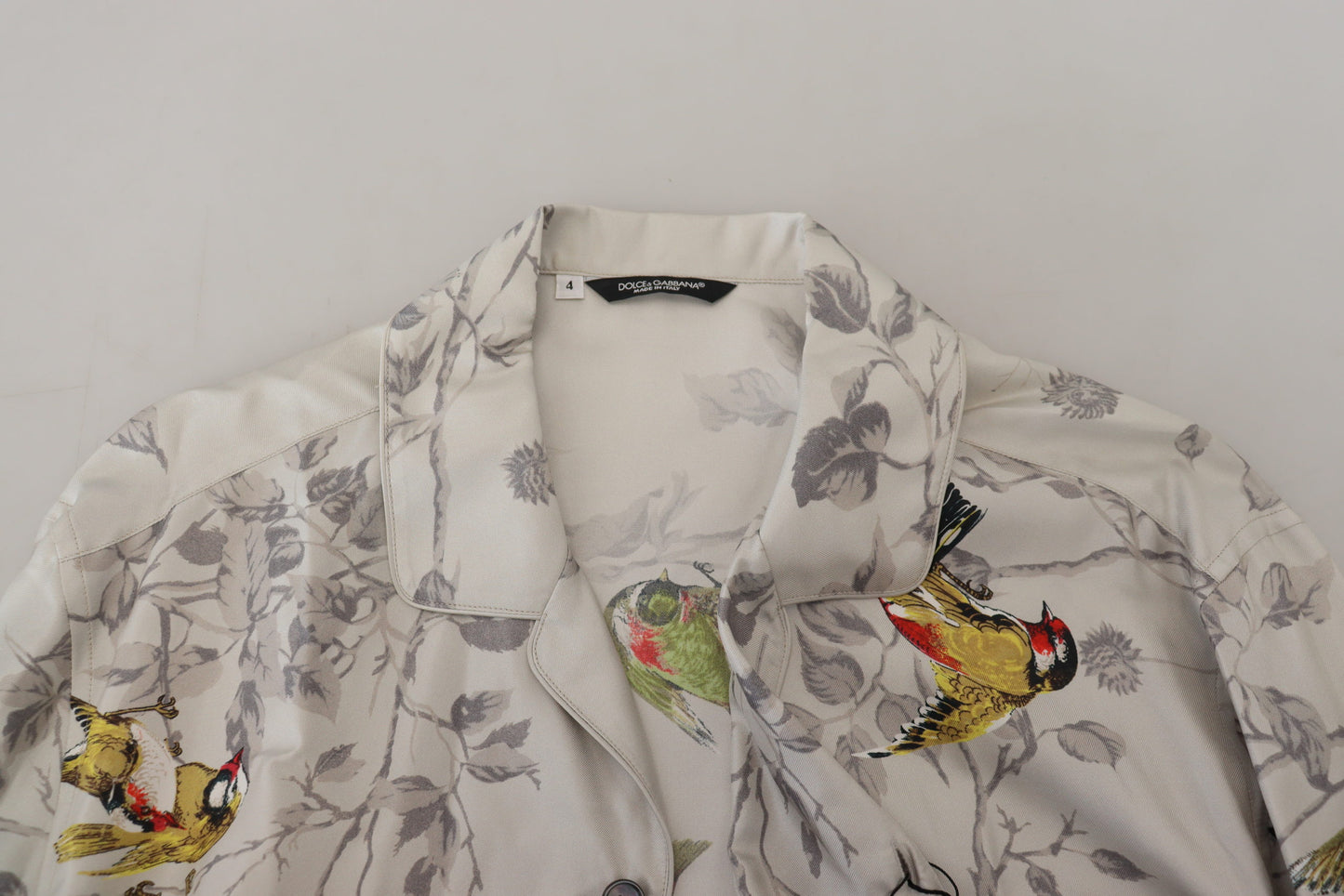 Κομψό Silk Bird Print Casual πουκάμισο