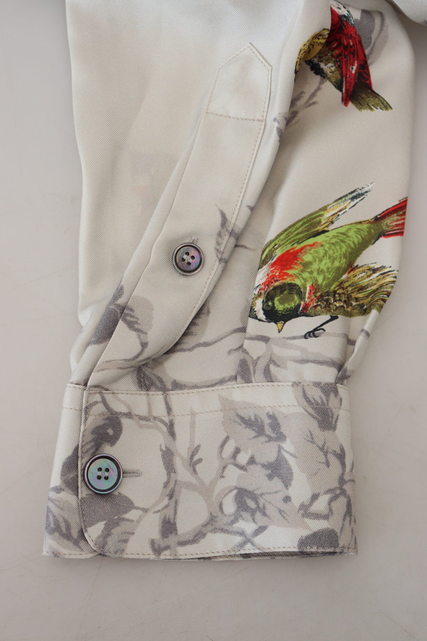 Κομψό Silk Bird Print Casual πουκάμισο