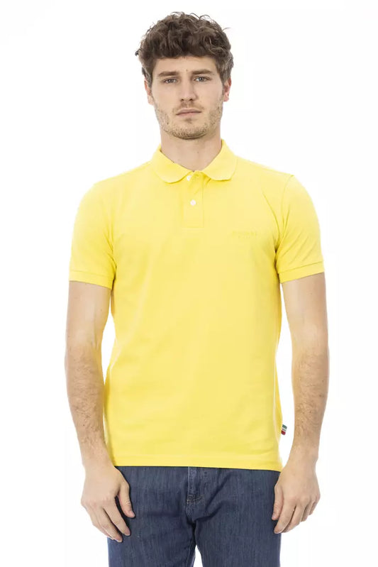 Sunshine Yellow Cotton Polo με Κομψό Κέντημα