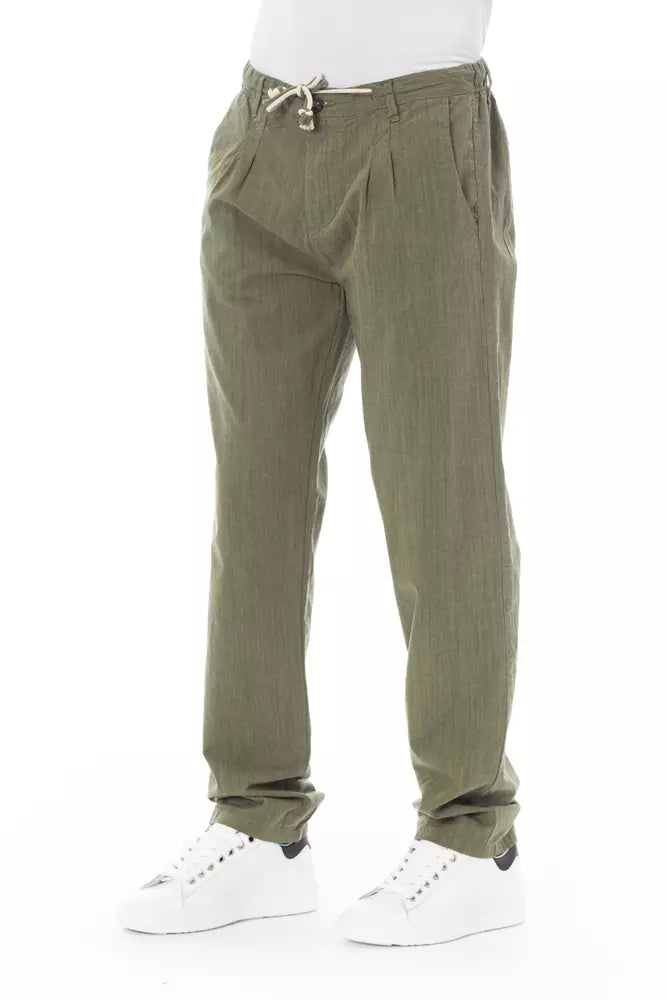 Κομψό βαμβακερό παντελόνι Chino σε Army Green