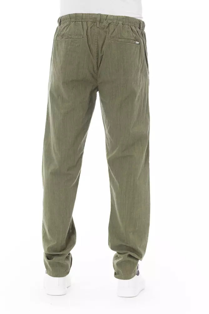 Κομψό βαμβακερό παντελόνι Chino σε Army Green