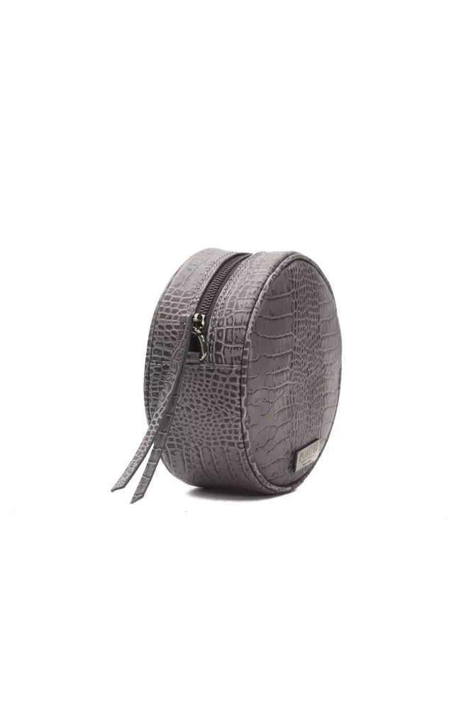 Gray Leather Women Crossbody Bag