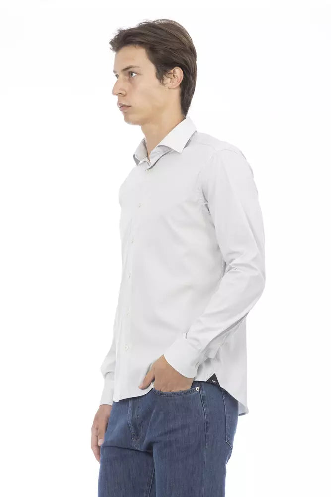 Κομψό Γκρι Slim Fit Designer πουκάμισο