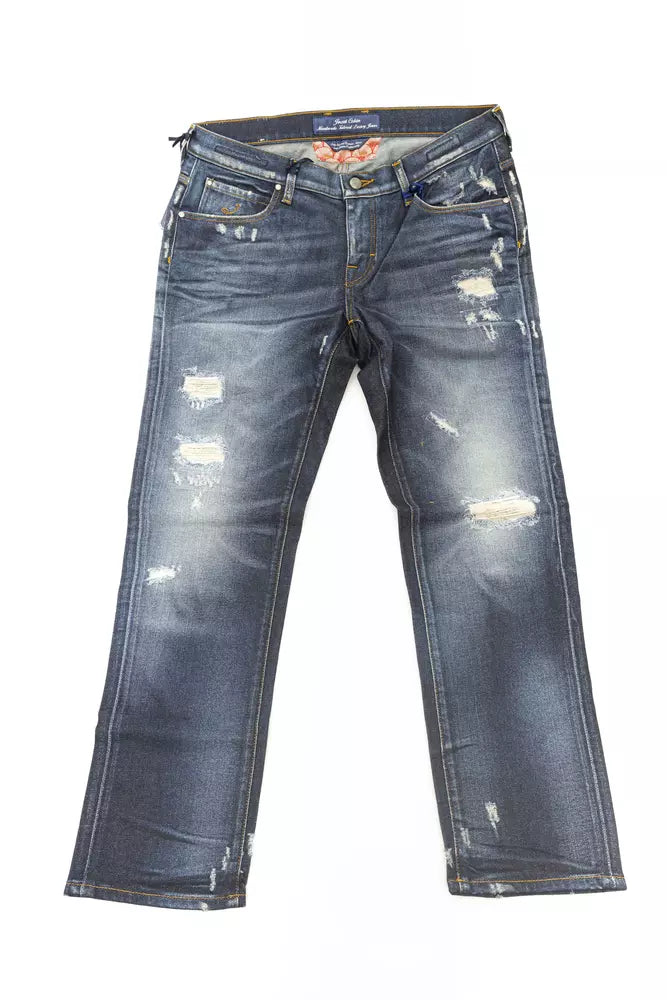 Κομψό Straight Leg Jeans με Chic Rips