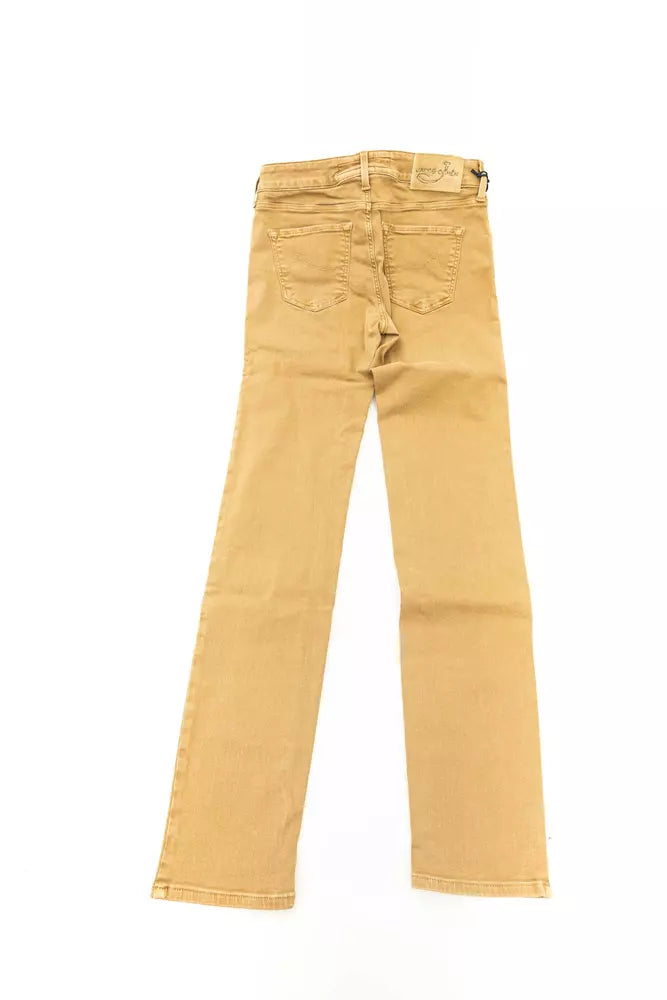 Beige Cotton Women's Jeans