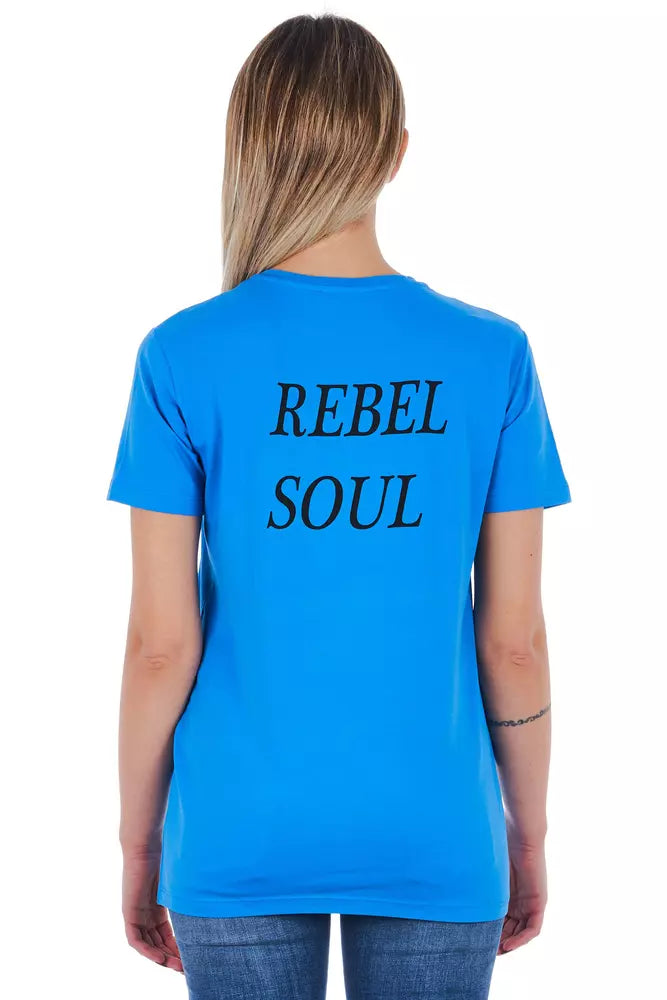 Light Blue Cotton Women T-Shirt