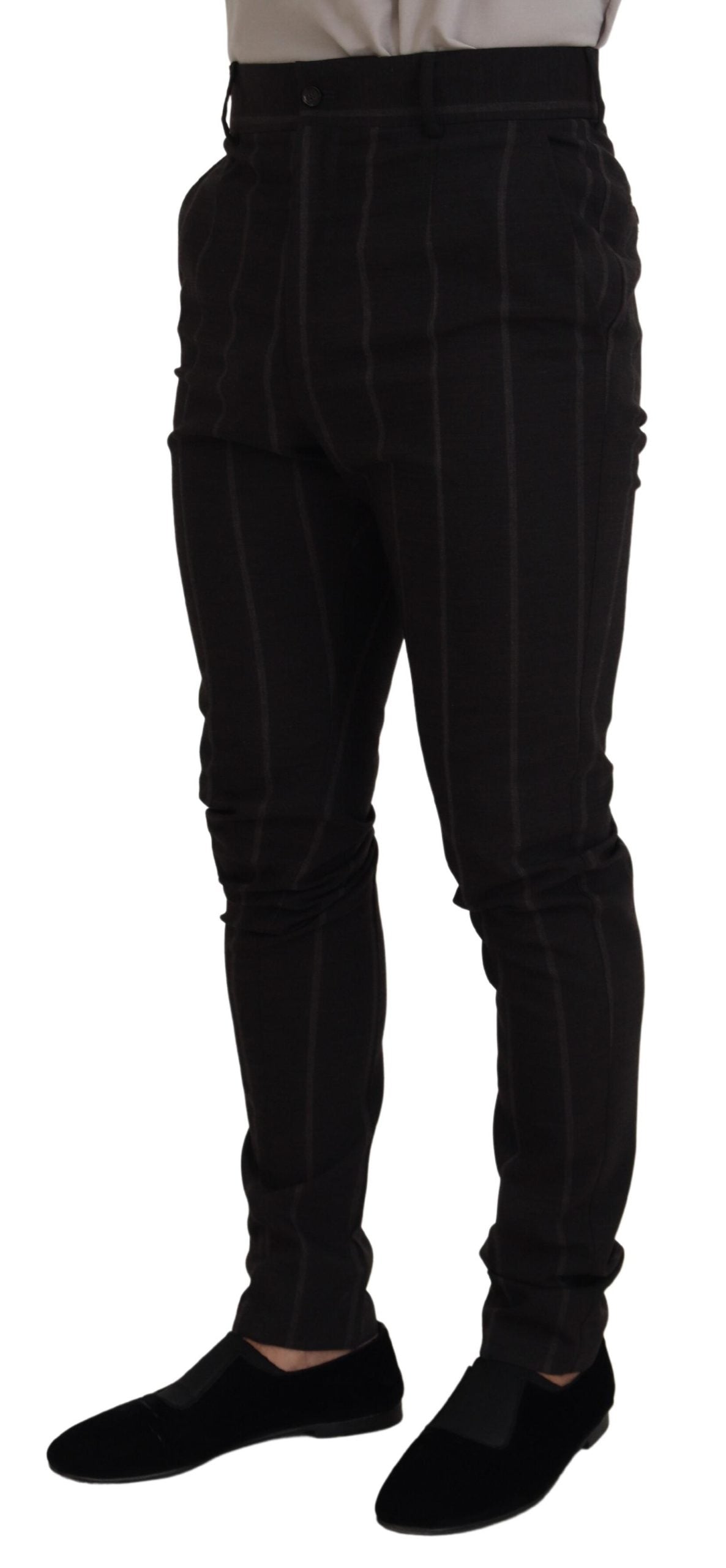 Elegant Black Striped Chino Pants