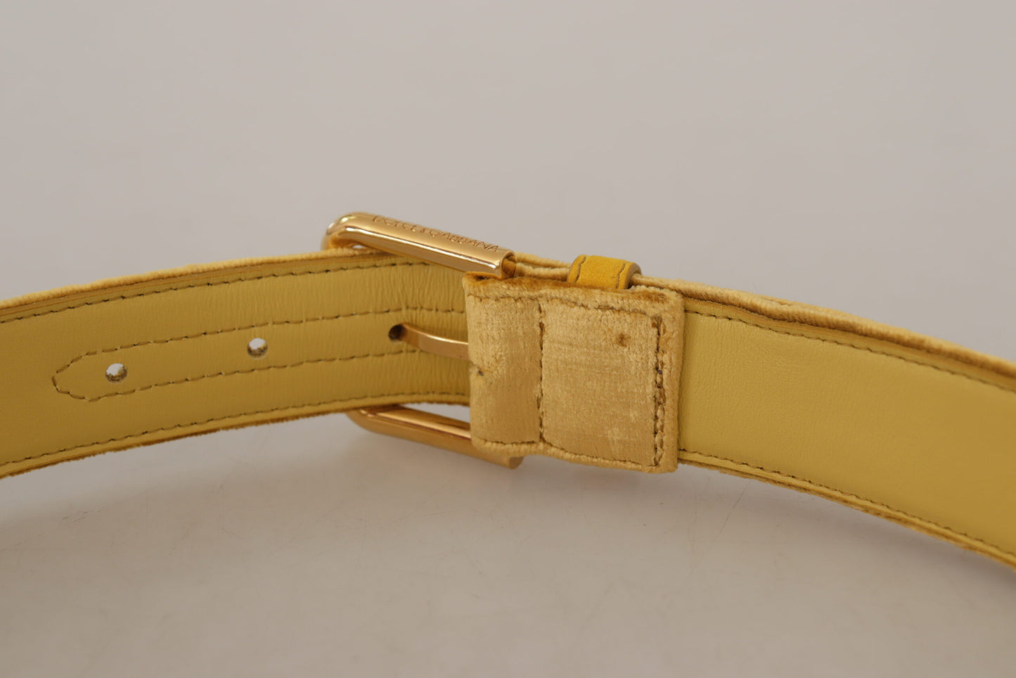 Elegant Velvet Designer Gold-Buckled Belt