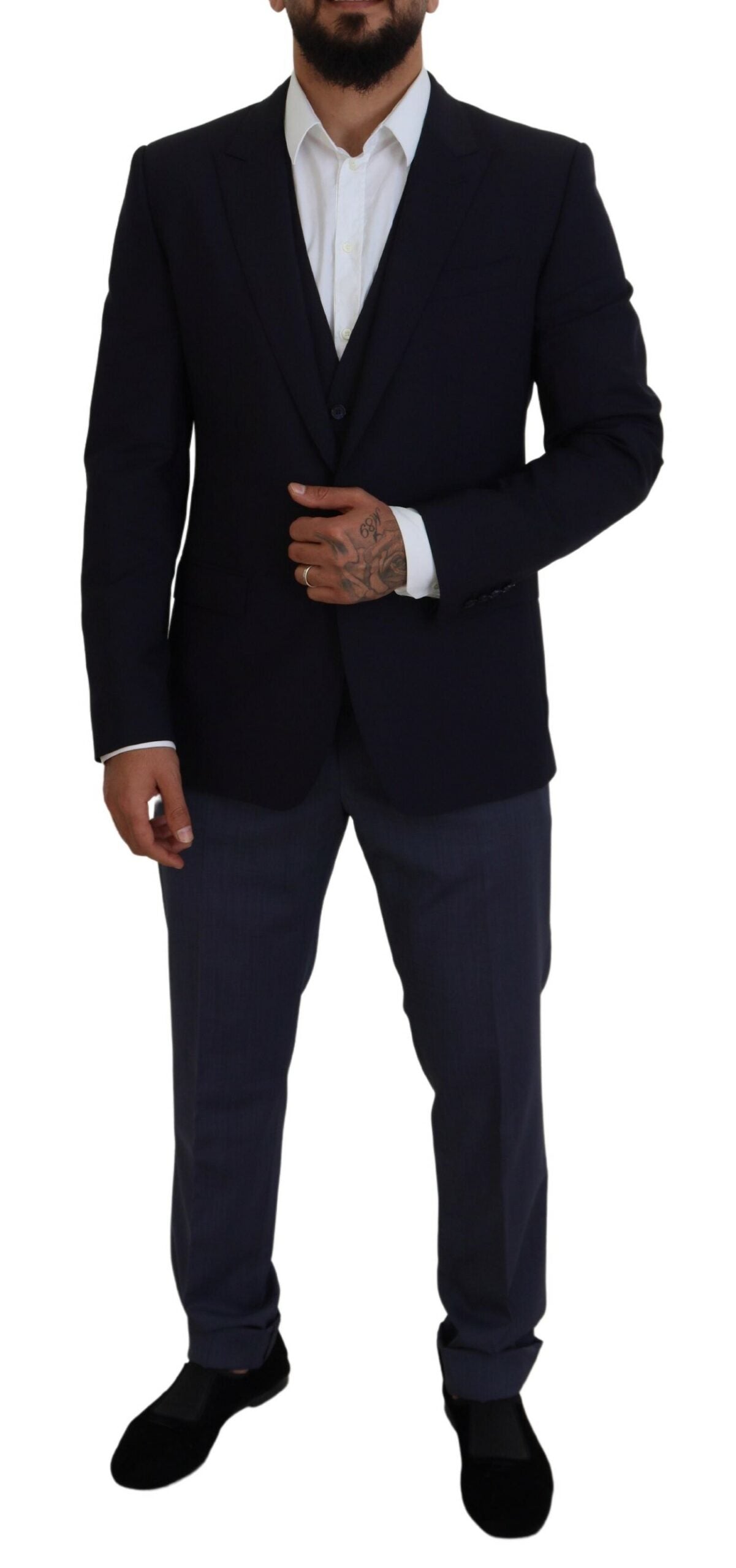 Κομψό Μείγμα από μαλλί Navy Martini Blazer