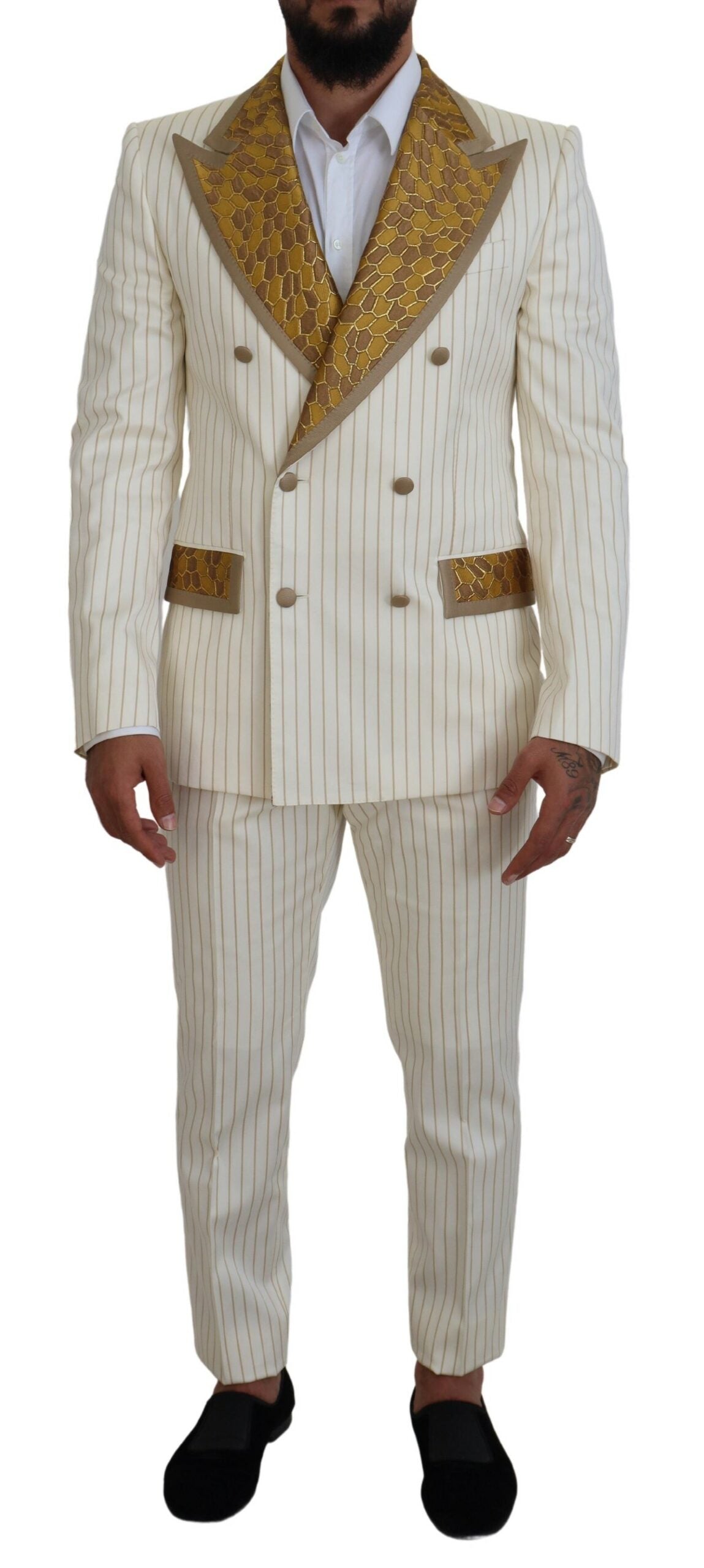 Elegant Off White Double Breasted Suit