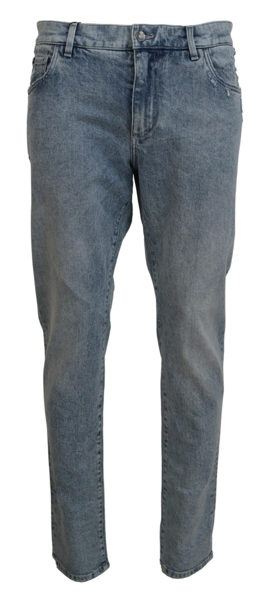 Elegant Slim-Fit Light Blue Denim Pants