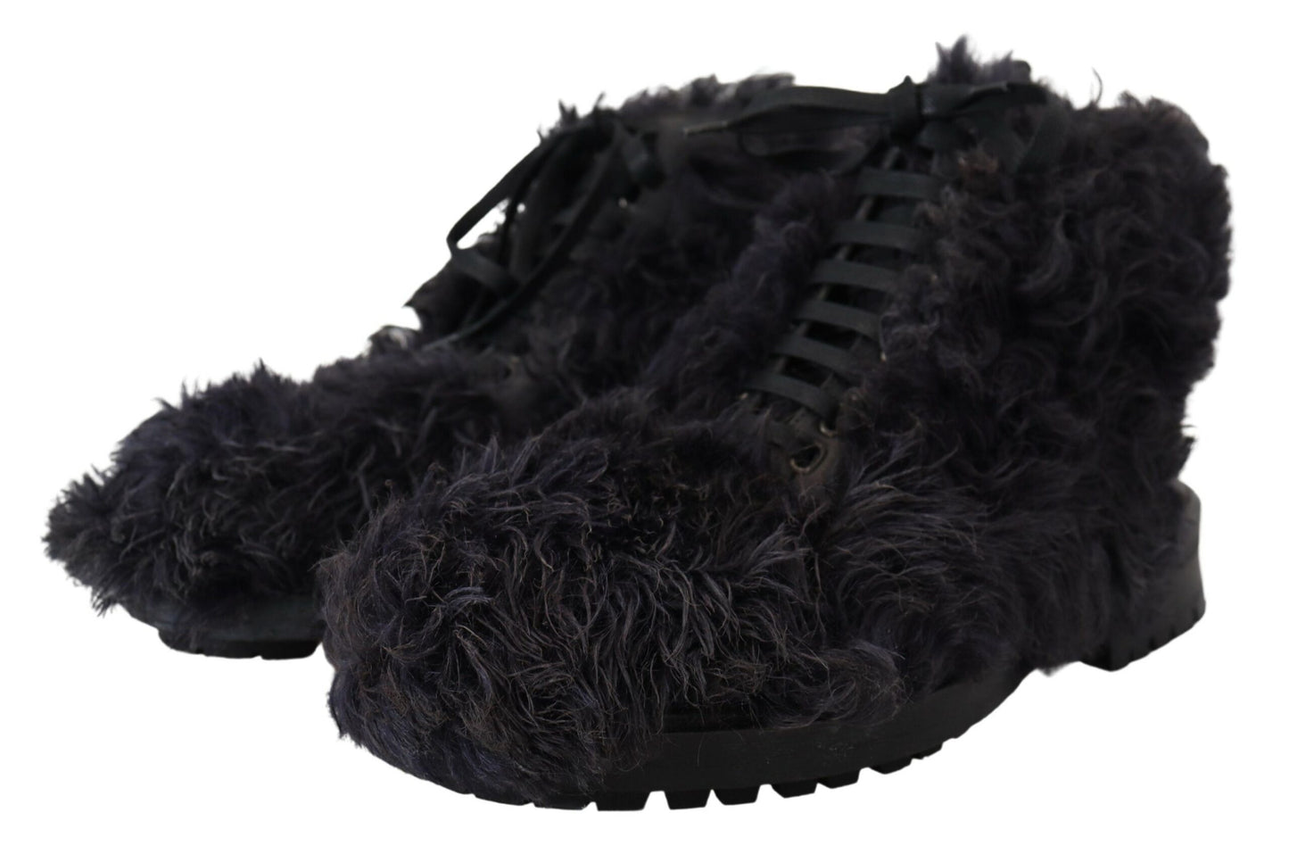 Μαύρα δερμάτινα Shearling μποτάκια