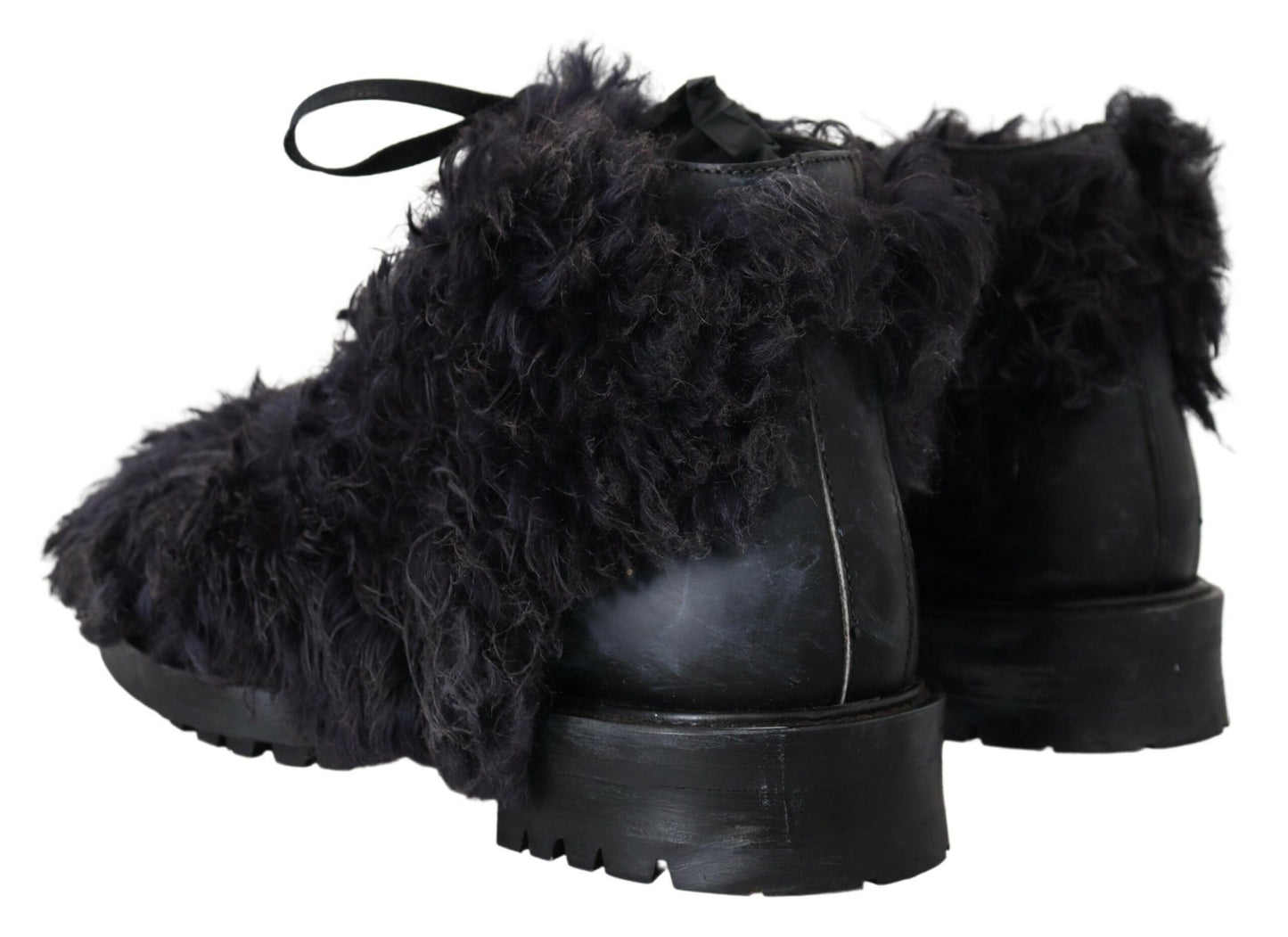 Μαύρα δερμάτινα Shearling μποτάκια