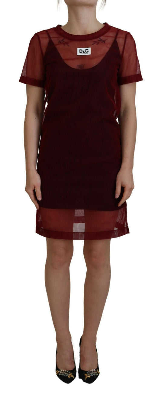 Φόρεμα Maroon Mini Shift - Italian Elegance