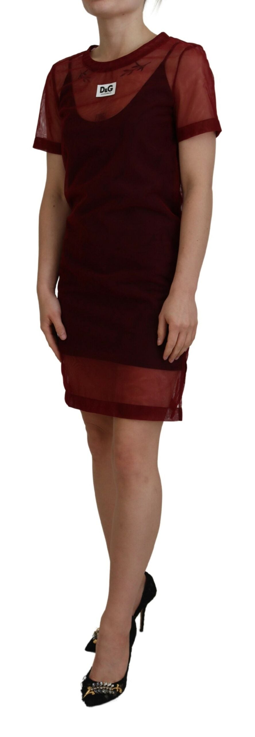 Φόρεμα Maroon Mini Shift - Italian Elegance