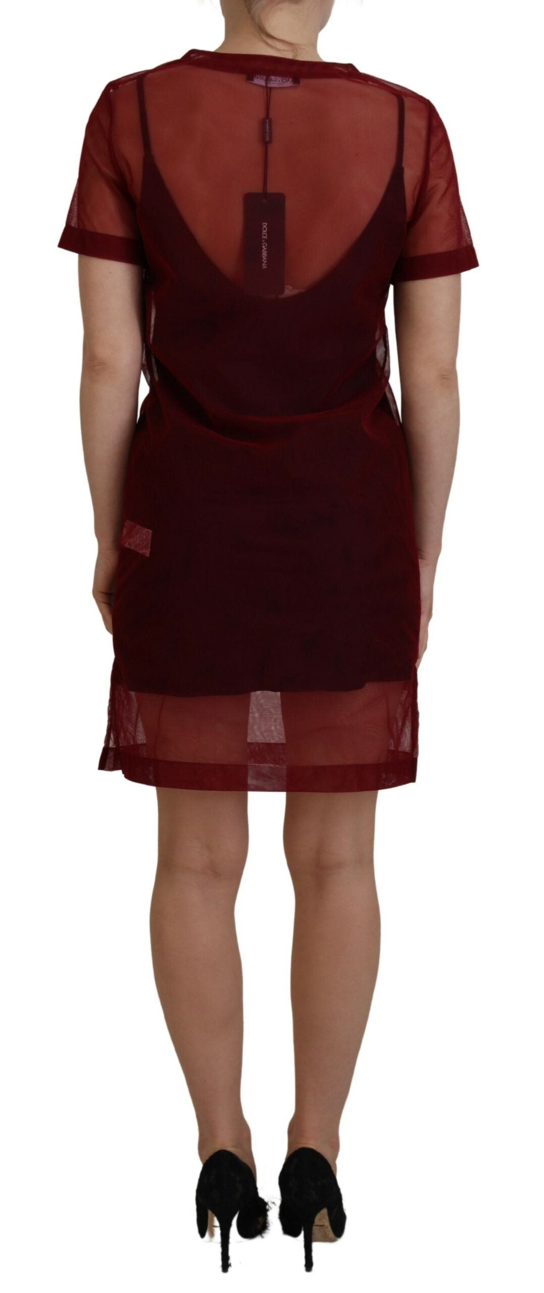 Φόρεμα Maroon Mini Shift - Italian Elegance