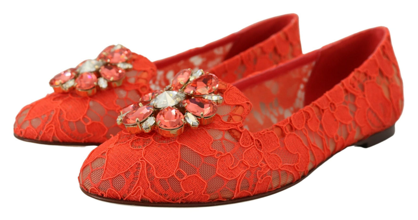 Κομψά Lace Vally Flats σε κόκκινο κοραλί