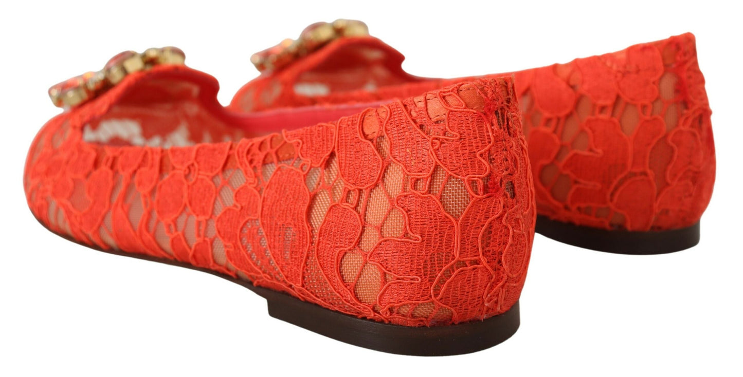 Κομψά Lace Vally Flats σε κόκκινο κοραλί