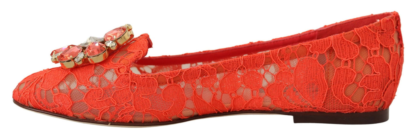 Κομψά Lace Vally Flats σε κόκκινο κοραλί