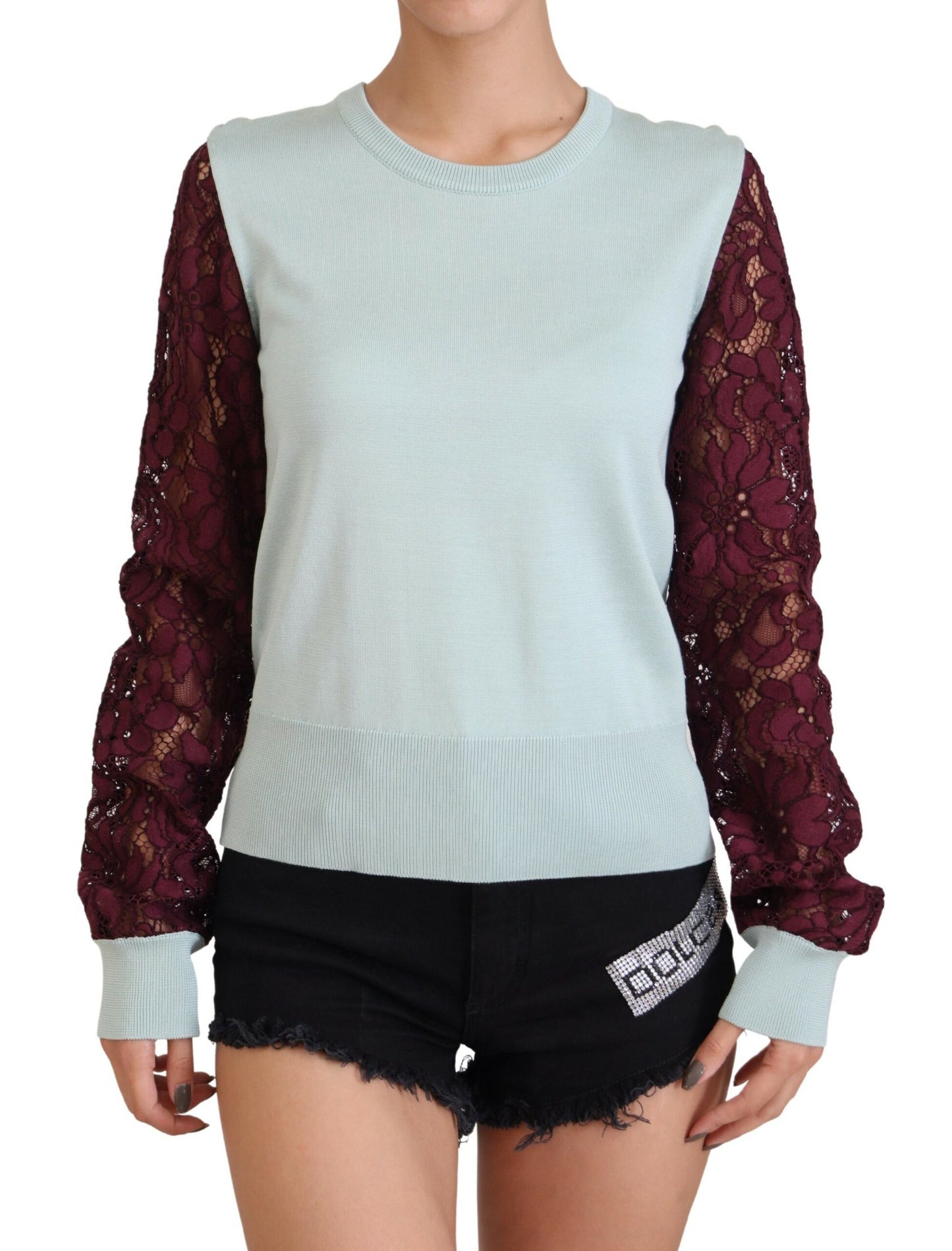 Elegant Multicolor Lace Silk Blend Sweater