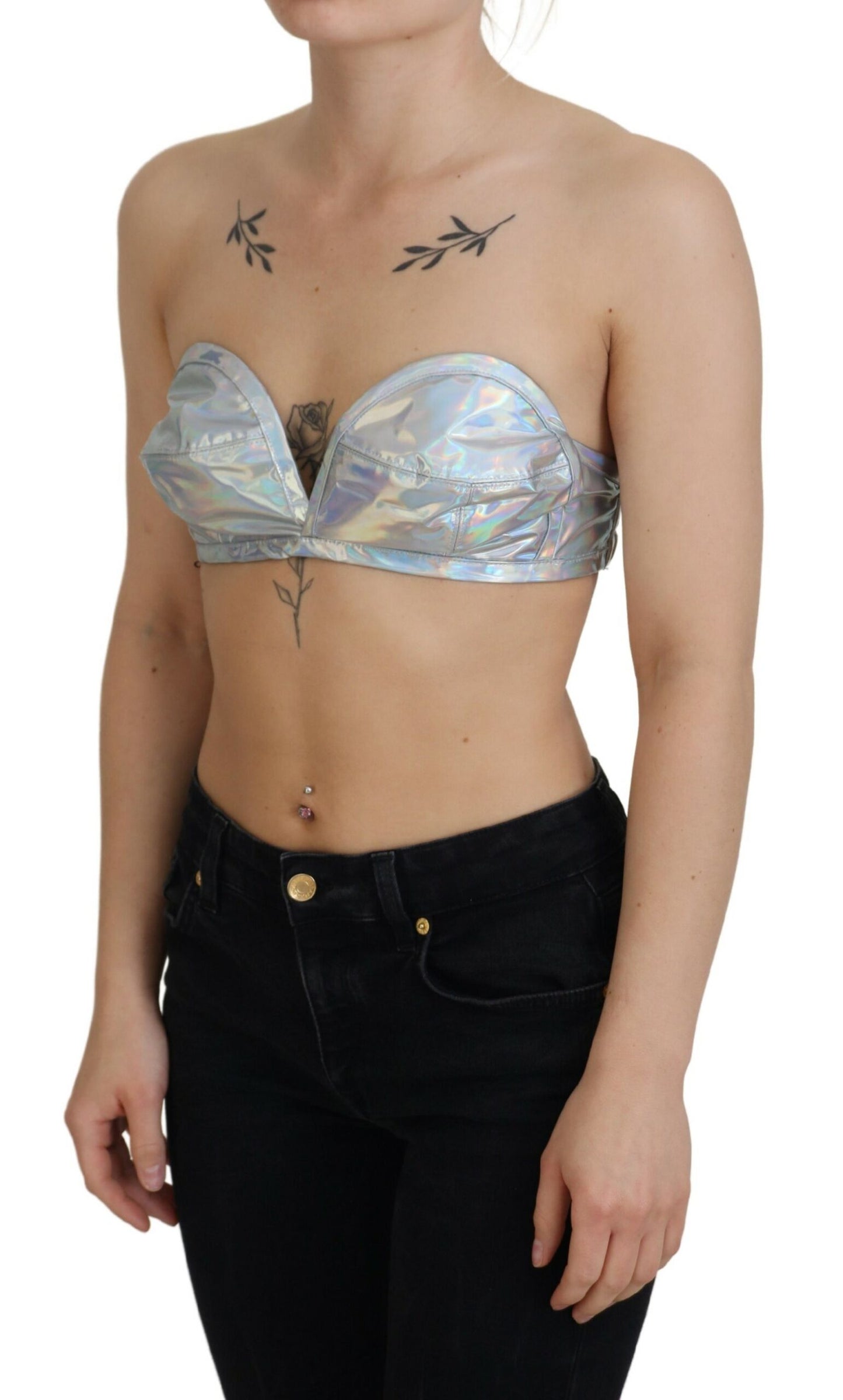 Ασημί Shimmer Bustier Top