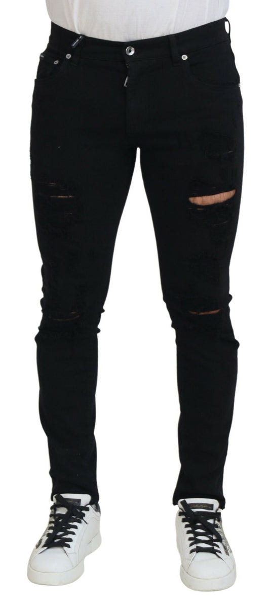 Τζιν Svelte Black Tattered Slim Fit