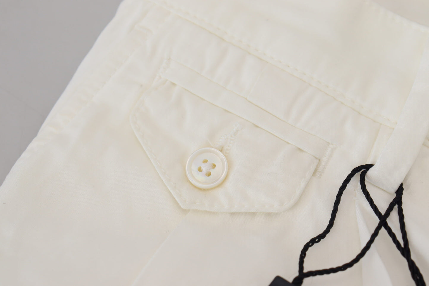 Elegant White Cotton Chino Pants