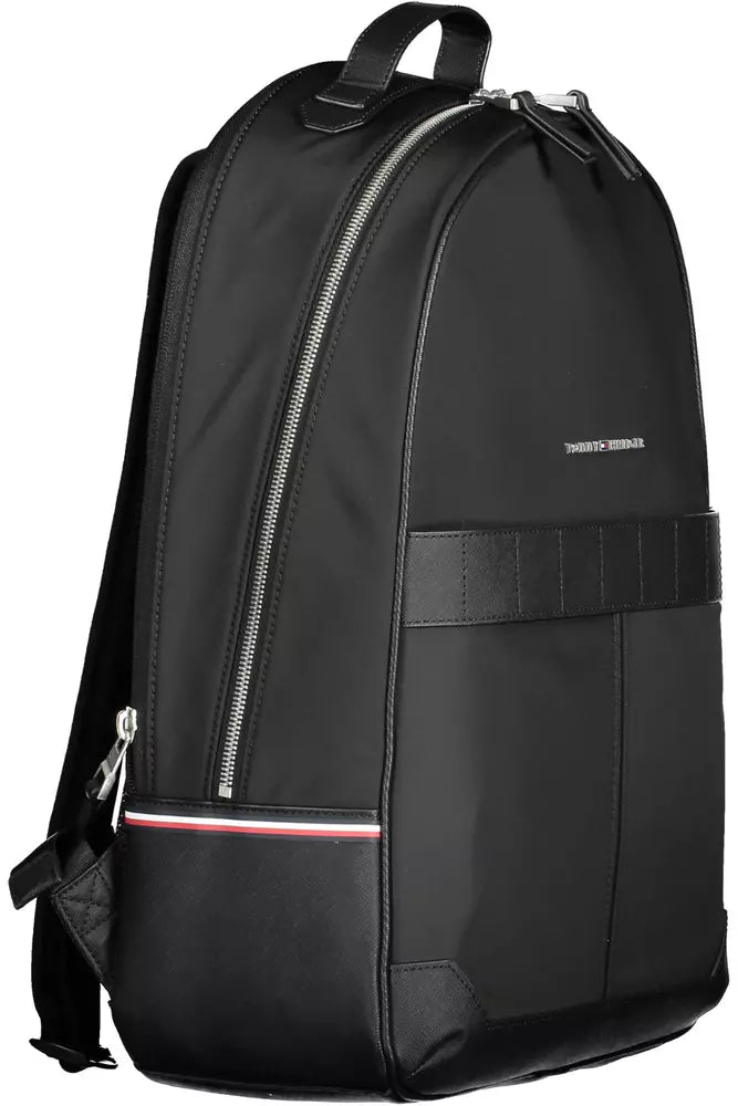 Black Polyester Men Backpack