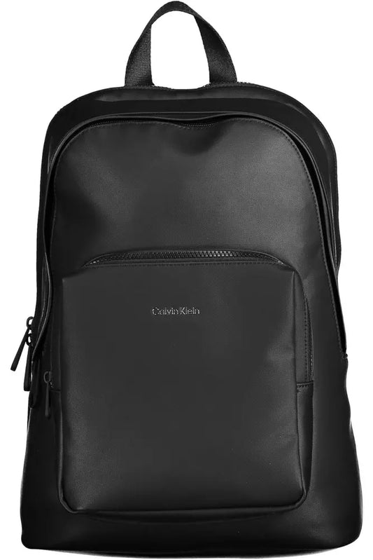 Black Polyester Men Backpack