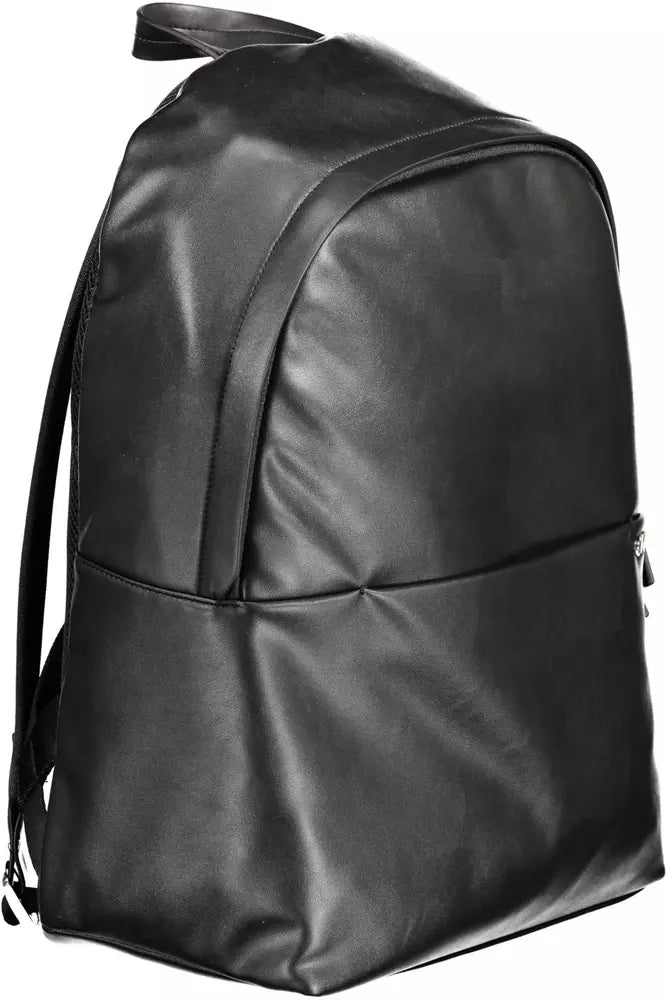 Black Polyester Men Backpack