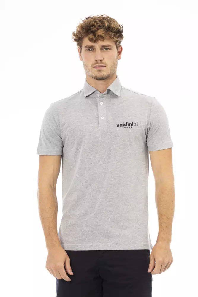 Chic Grey Embroidered Polo - Exquisite Cotton