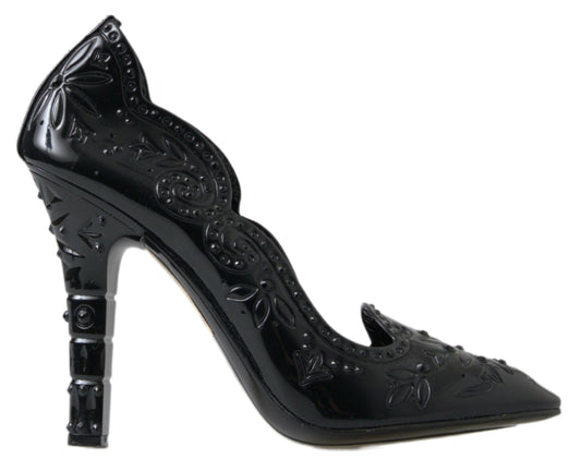 Elegant Black Crystal Cinderella Pumps