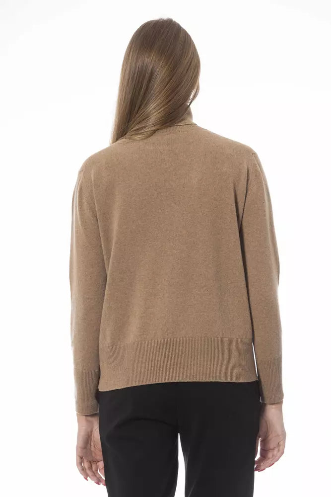 Beige Wool Women Sweater