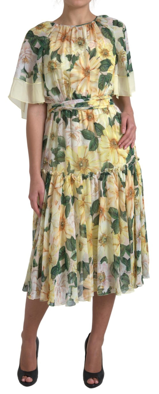 Κομψό μεταξωτό Floral Maxi Φόρεμα