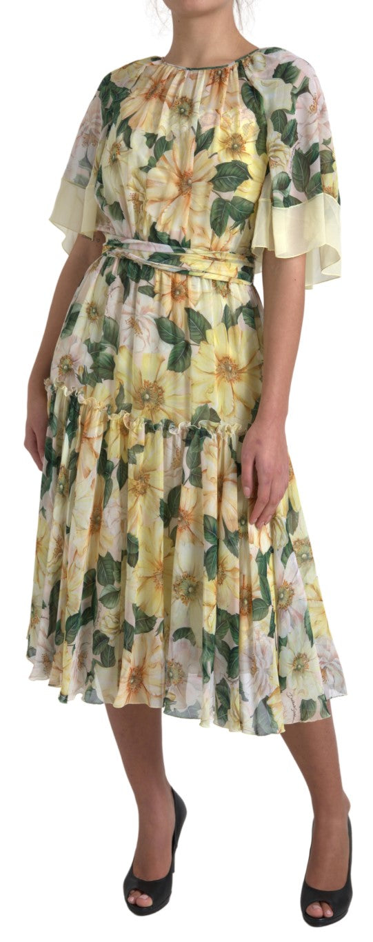 Κομψό μεταξωτό Floral Maxi Φόρεμα