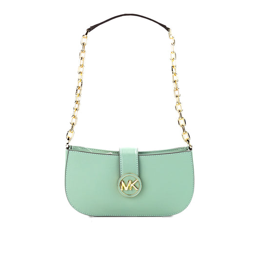 Τσαντάκι χιαστί ώμου Carmen Small Sea Green Leather Pouchette